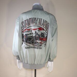 Vintage Skagway Alaska Railroad Gold Rush Centennial Bomber Jacket Large